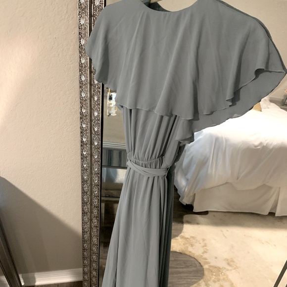 Jess Ruffle Midi Dress Silver Sage Crisp - Picture 3 of 5